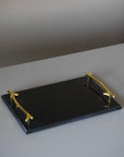BRICARD PLATEAU EN MARBRE VERITABLE NOIR - ALINDA HOME