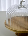 CLOCHE A GATEAU EN BOIS D ACACIA ET VERRE 30CM