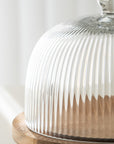 CLOCHE A GATEAU VERRE & ACACIA DIA RIPPLE | 25.5CM