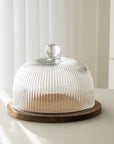 CLOCHE A GATEAU VERRE & ACACIA DIA RIPPLE | 25.5CM