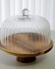CLOCHE A GATEAU VERRE & ACACIA | 30.5CM
