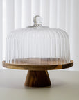 CLOCHE A GATEAU VERRE & ACACIA | 30.5CM