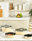 KARACA BATTERIE DE CUISINE EMAILLE CREME ERVA | 14 PIECES