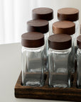 LOT DE 12 POTS A EPICES AVEC SUPPORT ACACIA JAR | 13 PIECES