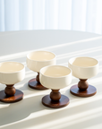 LOT DE 4 COUPELLES APERITIFS SORA ACACIA & PORCELAINE