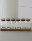 LOT DE 6 POTS A EPICES AVEC SUPPORT ACACIA JAR | 7 PIECES