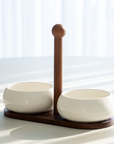 PLATEAU APERITIF DUO CHUBBY ACACIA & PORCELAINE