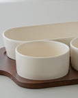PLATEAU APERITIFS SORA | ACACIA & PORCELAINE | 4 PIECES