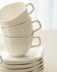 WHITE CERAMIC COFFEE SET 12 PIECES 6 PEOPLE 200ML