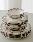 SERVICE DE TABLE VINTAGE MARRON | 25 PIECES | 6 PERSONNES