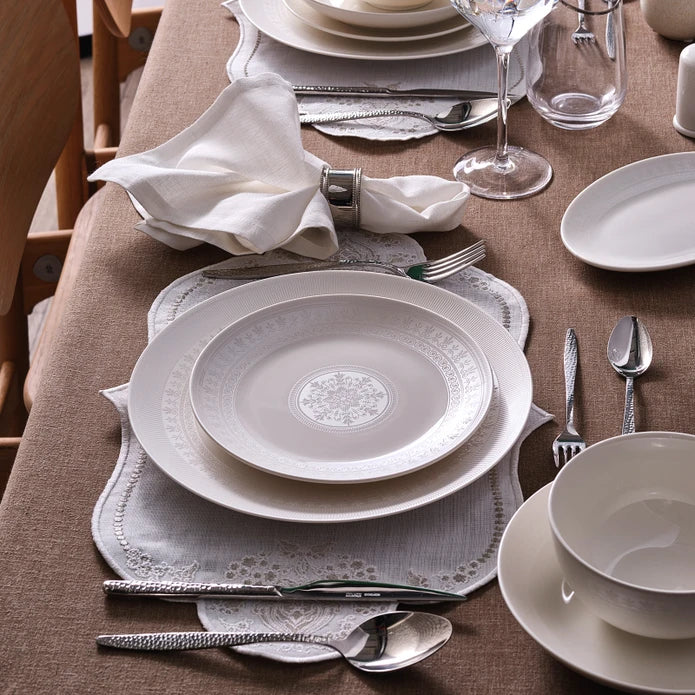 KARACA FOREVER BONE SERVICE DE TABLE ARTISTE 53 PIECES 12 PERSONNES - ALINDA HOME