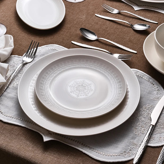 KARACA FOREVER BONE SERVICE DE TABLE ARTISTE 53 PIECES 12 PERSONNES - ALINDA HOME