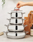 KARACA BATTERIE DE CUISINE EMIRGAN ACIER INOXYDABLE 8 PIECES - ALINDA HOME