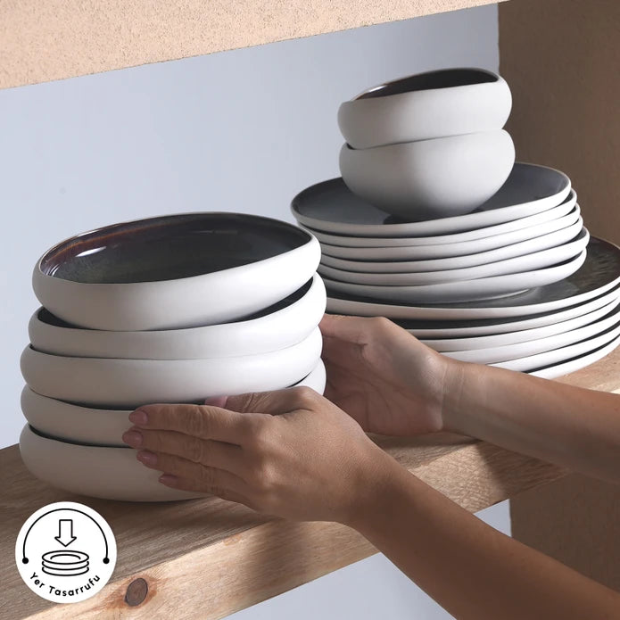KARACA SERVICE DE TABLE GALACTIC WHITE 59 PIECES - ALINDA HOME