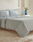 KARACA PARURE DE HOUSSE DE COUETTE RUFFLE BLEU AZUR 200X220CM