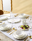 KARACA SERVICE DE TABLE FINE PEARL EXTRA SHELL GOLD | 55 PIECES | 12 PERSONNES