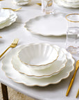 KARACA SERVICE DE TABLE FINE PEARL EXTRA SHELL GOLD | 55 PIECES | 12 PERSONNES