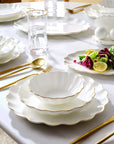 KARACA SERVICE DE TABLE FINE PEARL EXTRA SHELL GOLD | 55 PIECES | 12 PERSONNES