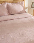 KARACA ENSEMBLE DE COUVRE LIT LEAF ROSE PASTEL 230X240CM