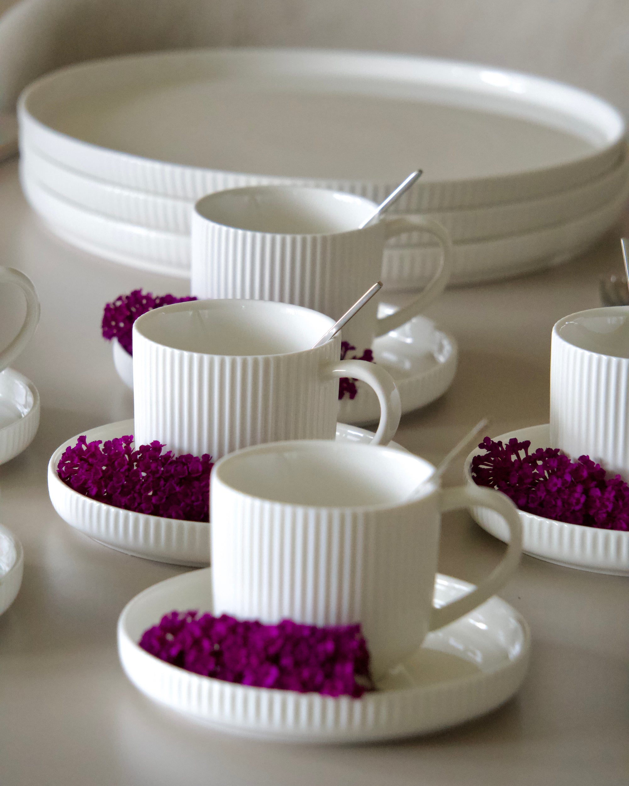 BAVARY SERVICE A ESPRESSO LINENS 120ML 12 PIECES 6 PERSONNES - ALINDA HOME