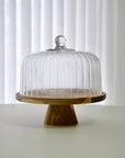 CLOCHE A GATEAU EN BOIS D ACACIA ET VERRE 30CM