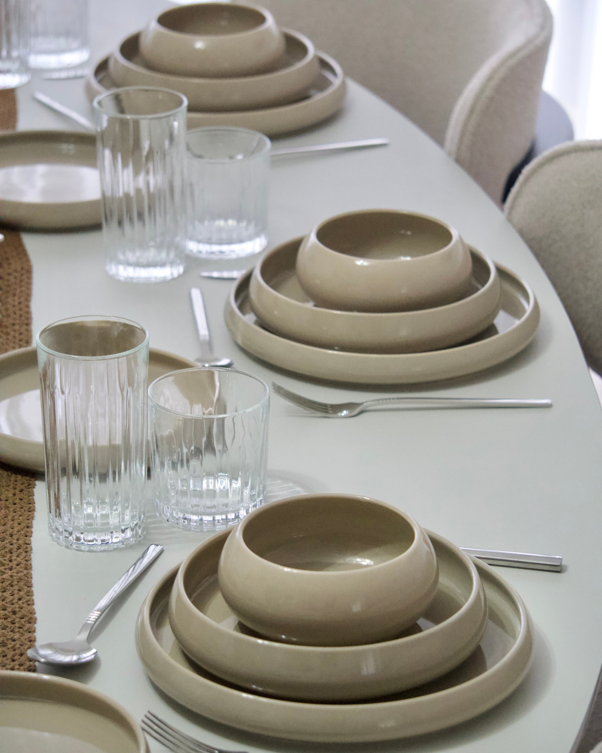 SERVICE DE TABLE MOON BEIGE 27 PIECES 6 PERSONNES