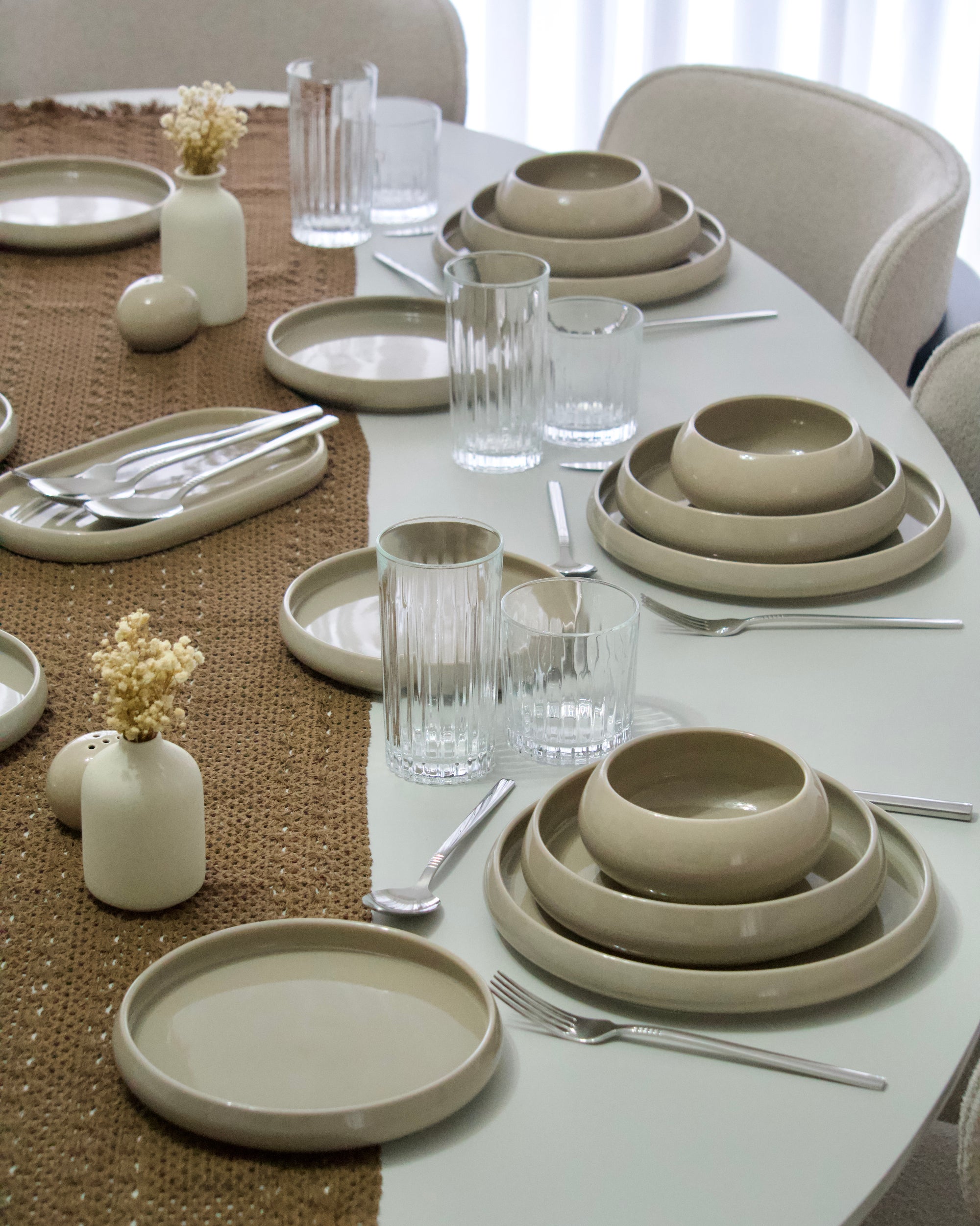 SERVICE DE TABLE MOON BEIGE 27 PIECES 6 PERSONNES