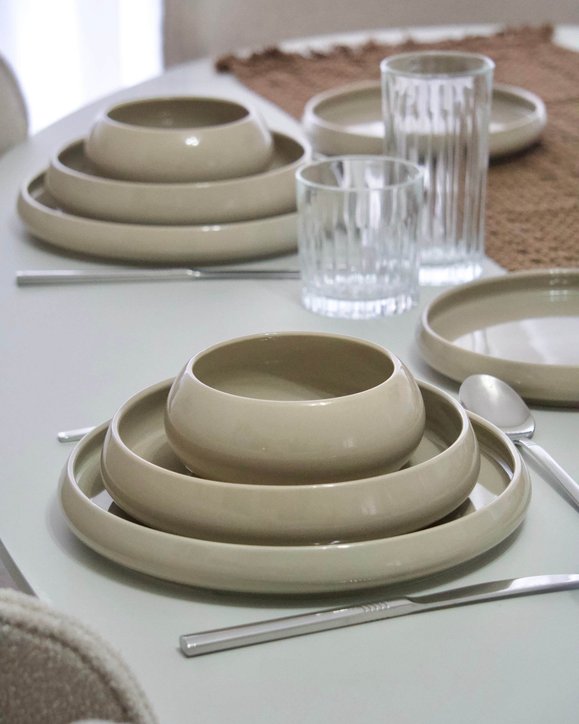 SERVICE DE TABLE MOON BEIGE 27 PIECES 6 PERSONNES