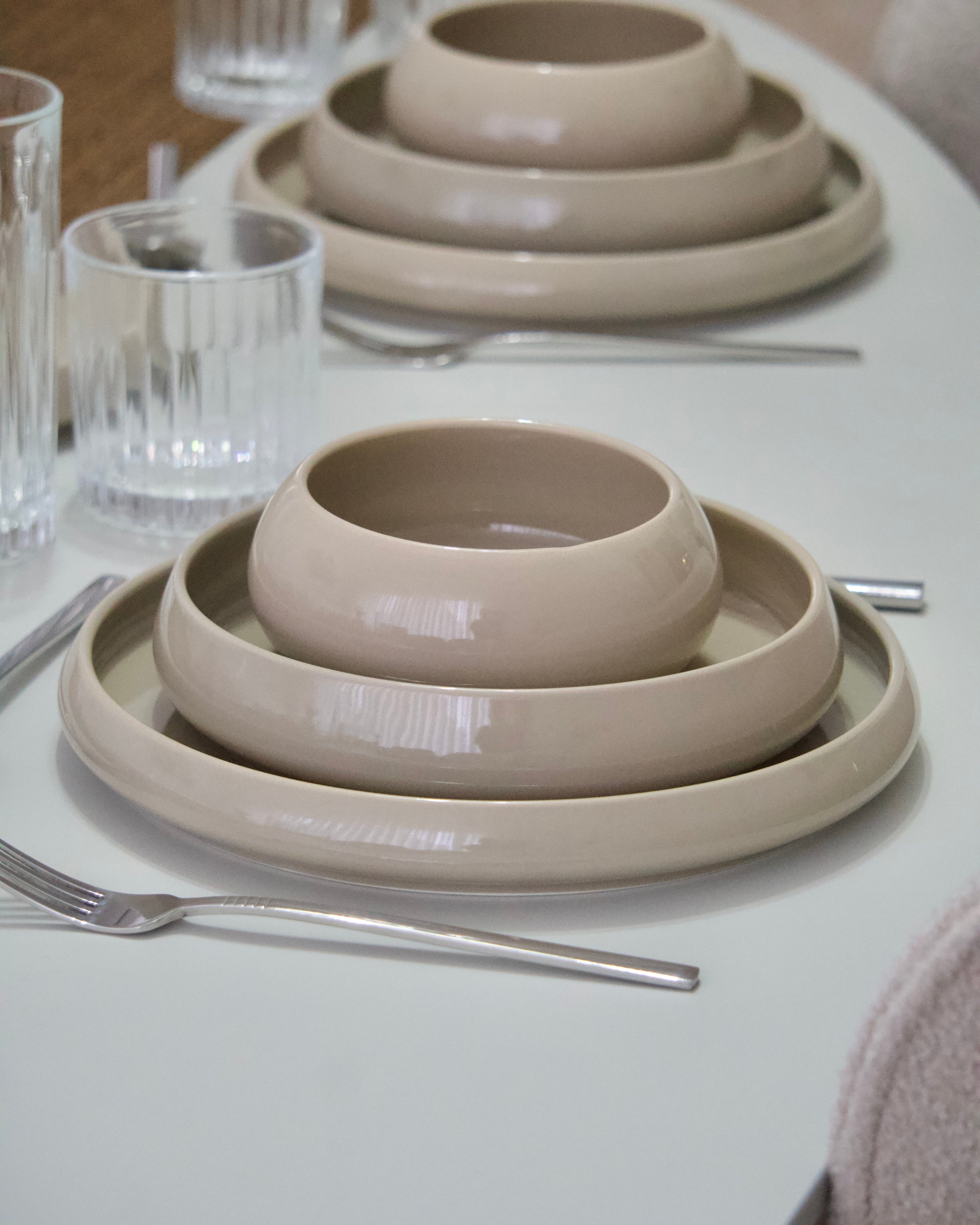 SERVICE DE TABLE MOON BEIGE 27 PIECES 6 PERSONNES