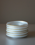 BRICARD LOT DE 6 DESSOUS DE VERRE BLANC PERLE BORDURE GOLD