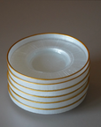 BRICARD LOT DE 6 DESSOUS DE VERRE BLANC PERLE BORDURE GOLD