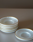 BRICARD LOT DE 6 DESSOUS DE VERRE BLANC PERLE BORDURE GOLD
