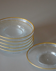 BRICARD LOT DE 6 SOUS VERRE TRANSPARENT GOLD