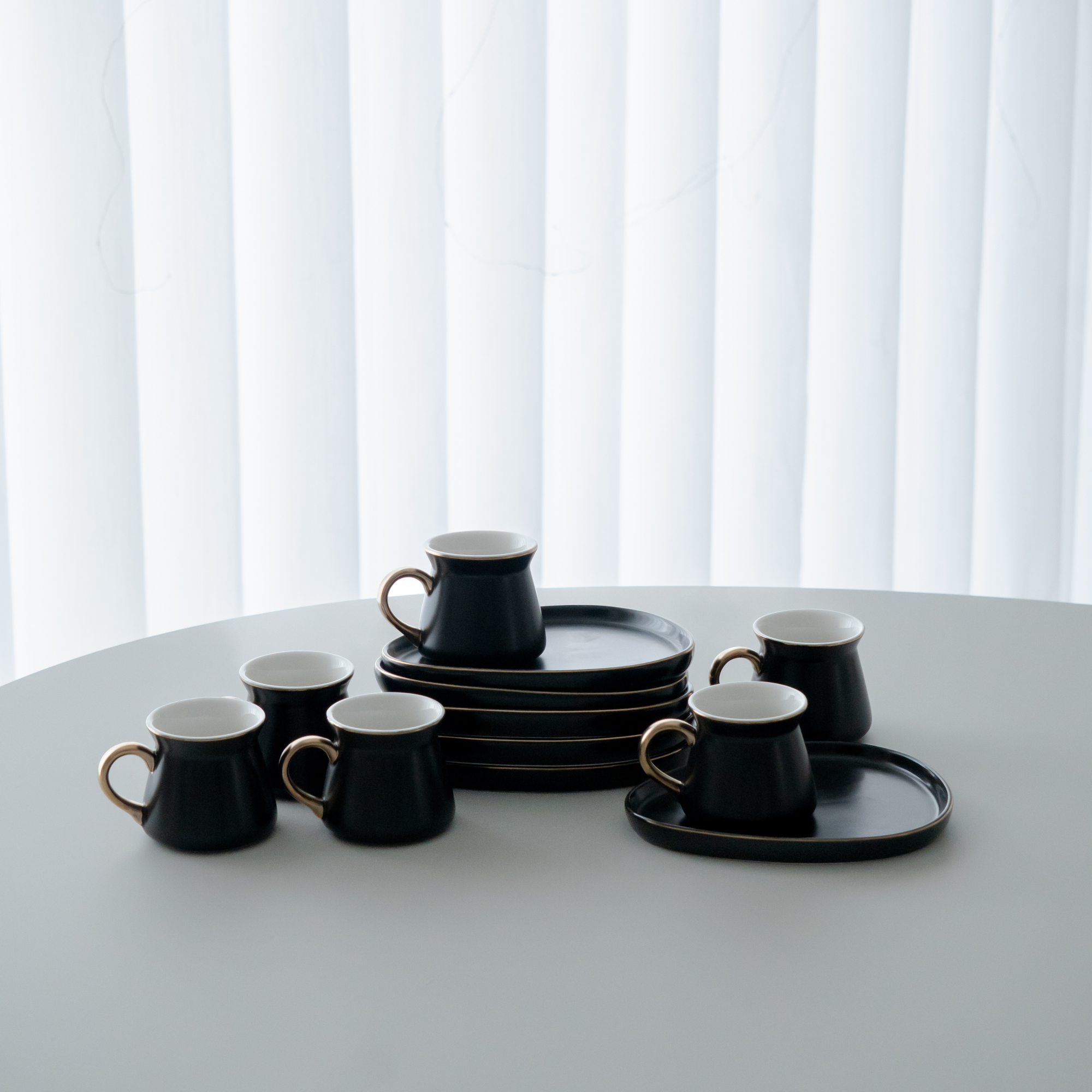 BRICARD OVAL BLACK ESPRESSO COFFEE SET