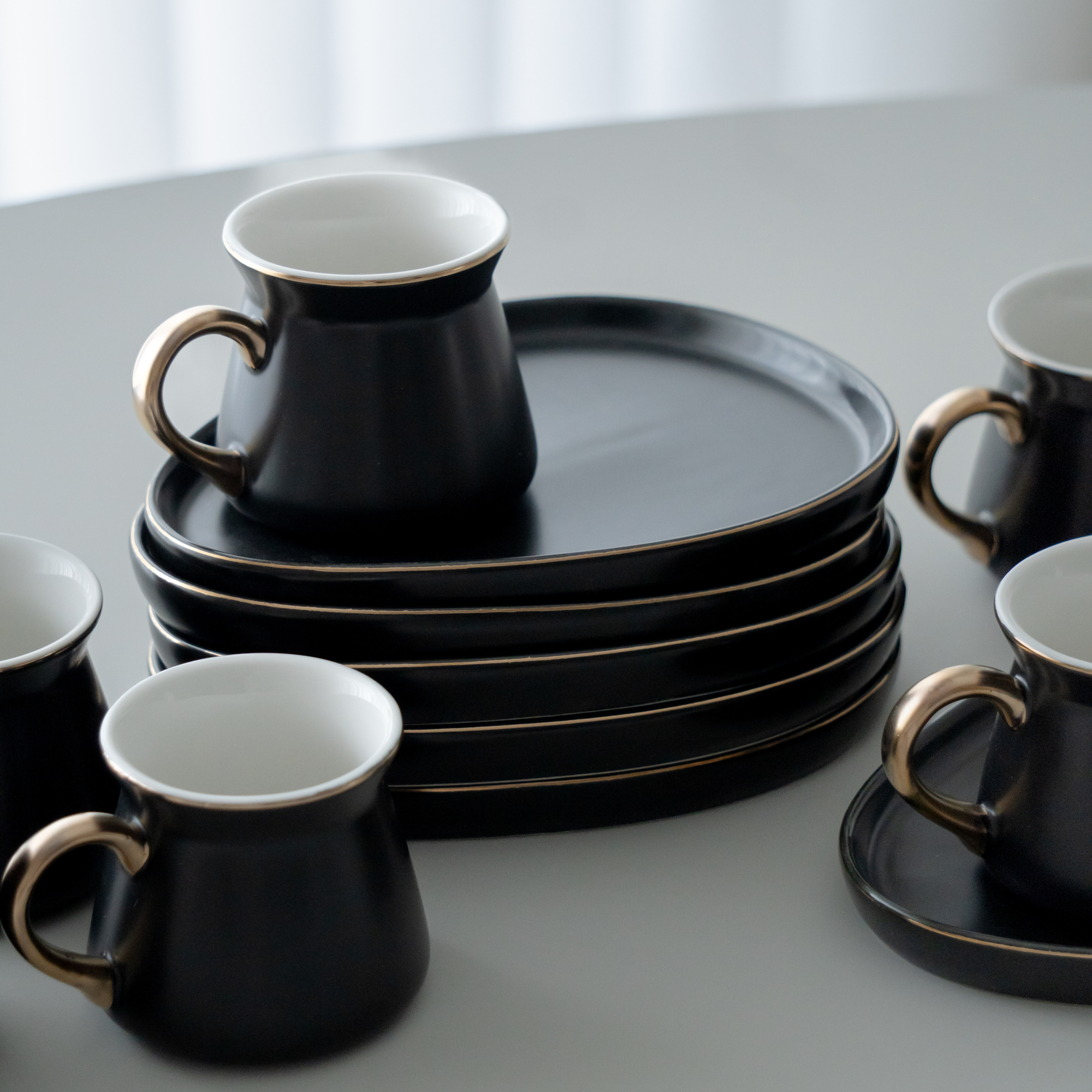 BRICARD OVAL BLACK ESPRESSO COFFEE SET