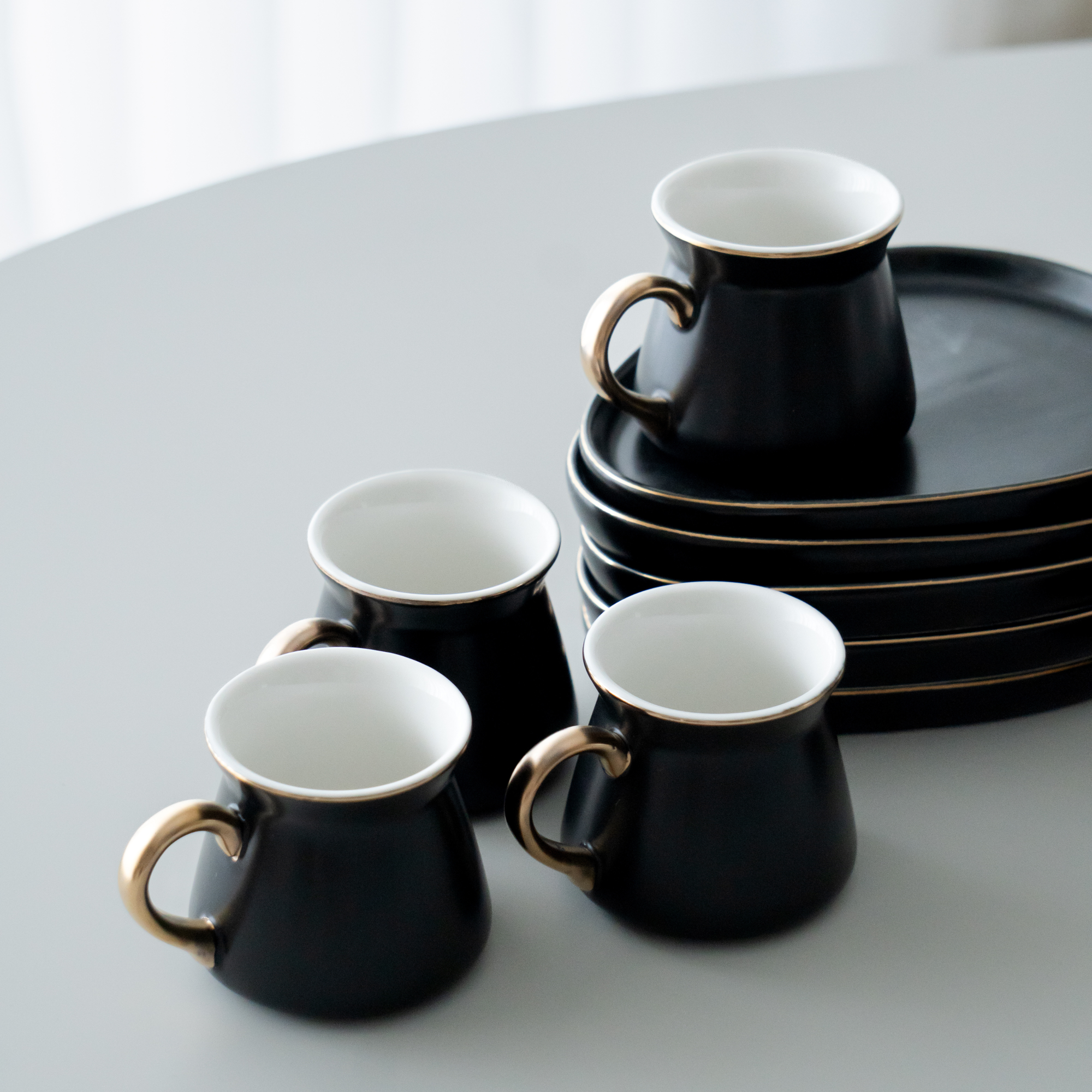 BRICARD OVAL BLACK ESPRESSO COFFEE SET