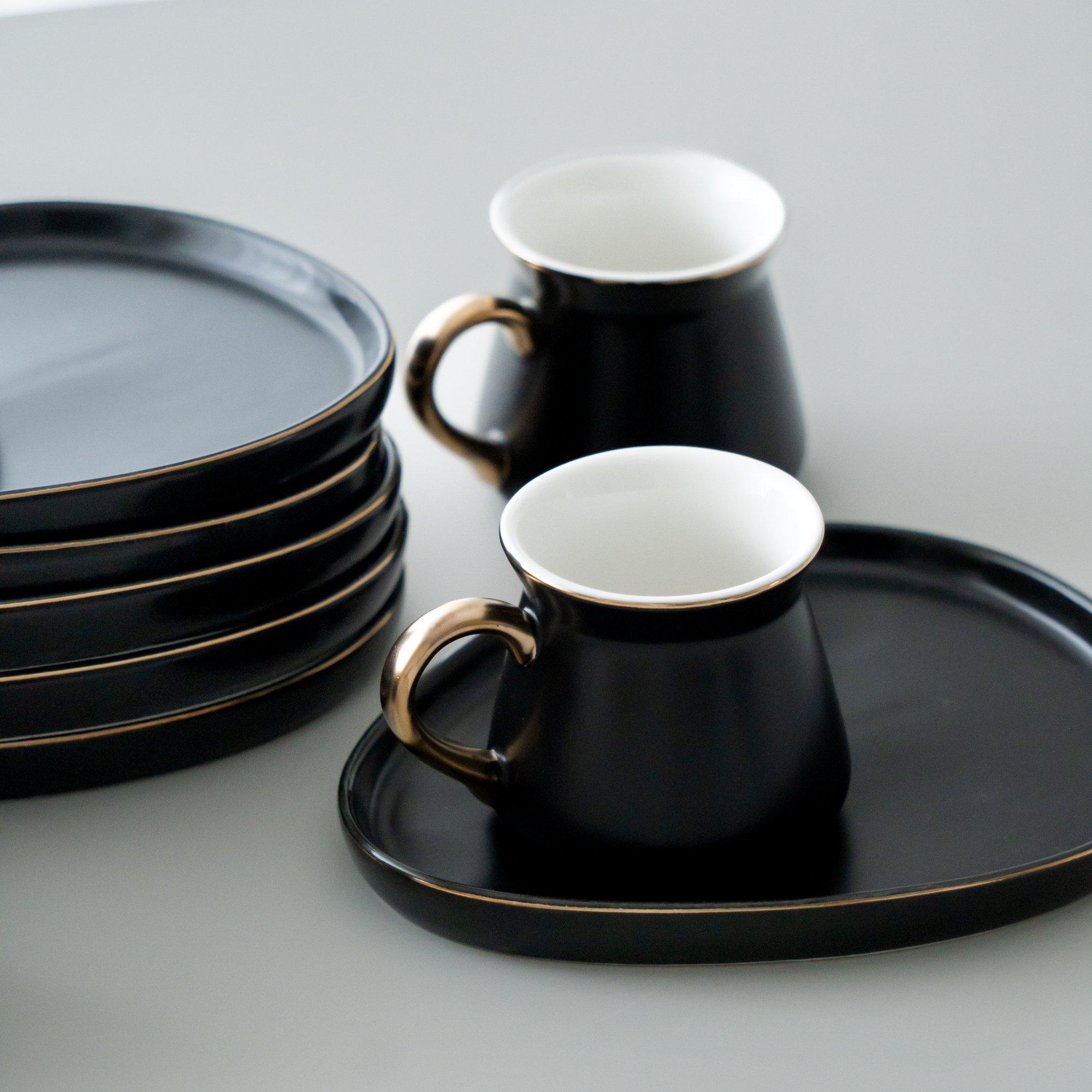 BRICARD OVAL BLACK ESPRESSO COFFEE SET