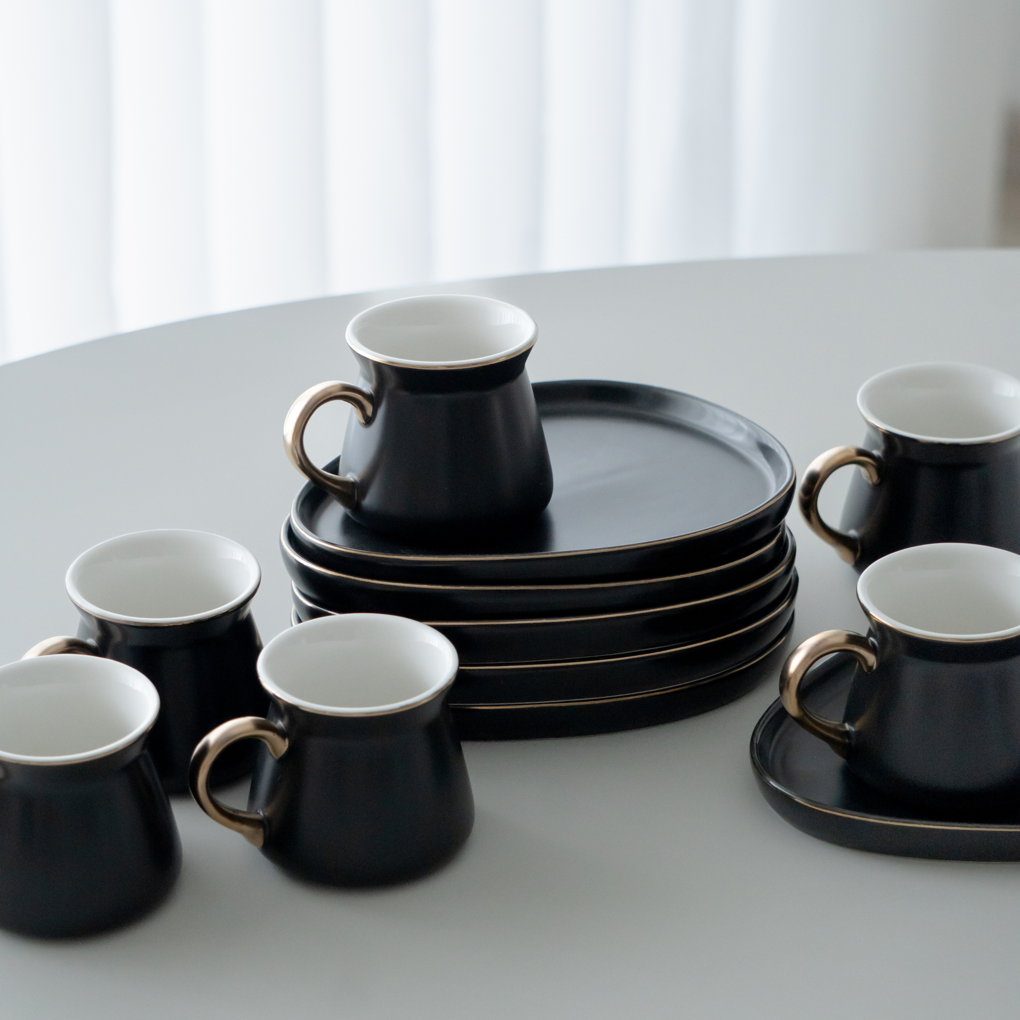 BRICARD OVAL BLACK ESPRESSO COFFEE SET