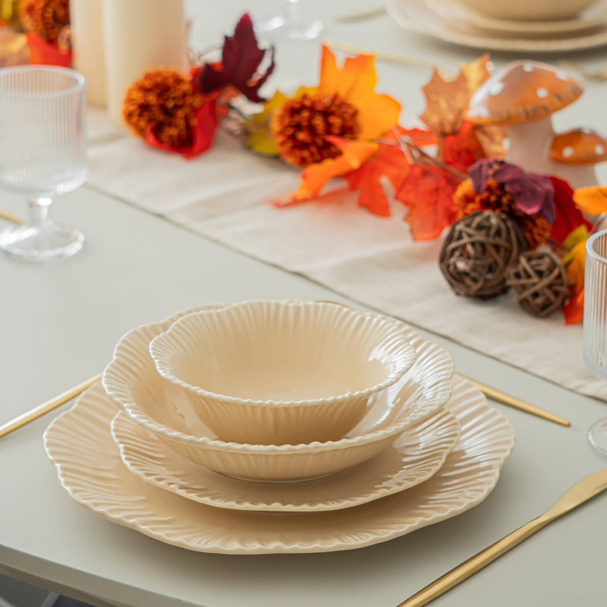 BRICARD SERVICE DE TABLE BERNIS BEIGE | 25 PIECES | 6 PERSONNES