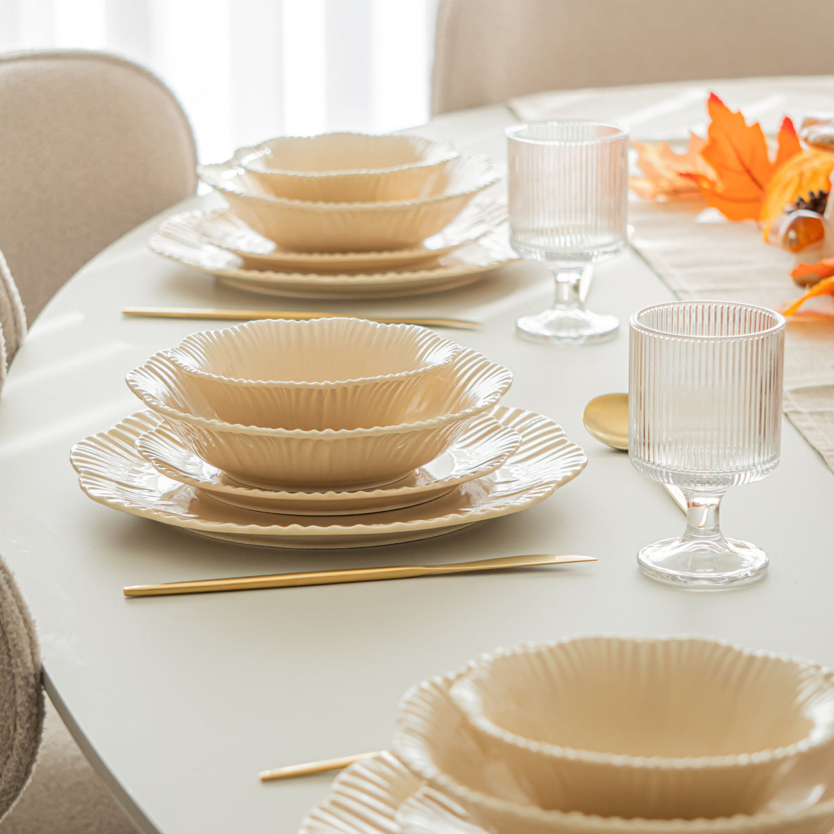BRICARD SERVICE DE TABLE BERNIS BEIGE | 25 PIECES | 6 PERSONNES