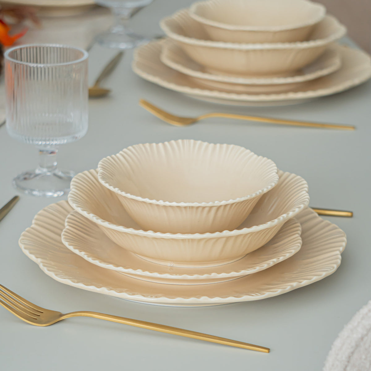 BRICARD SERVICE DE TABLE BERNIS BEIGE | 25 PIECES | 6 PERSONNES