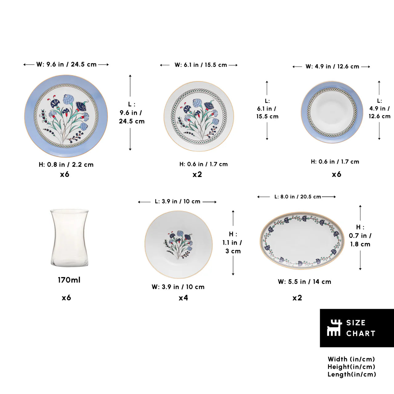 KARACA SERVICE A BRUNCH BLUE CLOVE 26 PIECES