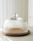 CLOCHE A GATEAU VERRE & ACACIA DIA RIPPLE | 25.5CM