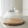 CLOCHE A GATEAU VERRE&ACACIA DIA RIPPLE | 30.5CM