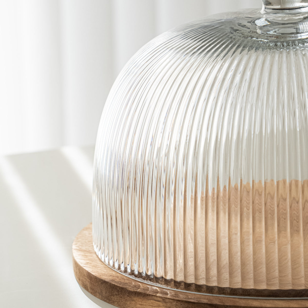 CLOCHE A GATEAU VERRE&amp;ACACIA DIA RIPPLE | 30.5CM