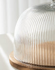 CLOCHE A GATEAU VERRE&ACACIA DIA RIPPLE | 30.5CM