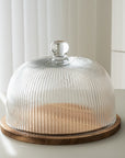 CLOCHE A GATEAU VERRE&ACACIA DIA RIPPLE | 30.5CM
