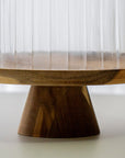 CLOCHE A GATEAU VERRE & ACACIA | 30.5CM