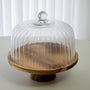 CLOCHE A GATEAU VERRE & ACACIA | 30.5CM