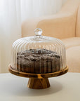 CLOCHE A GATEAU VERRE & ACACIA | 30.5CM